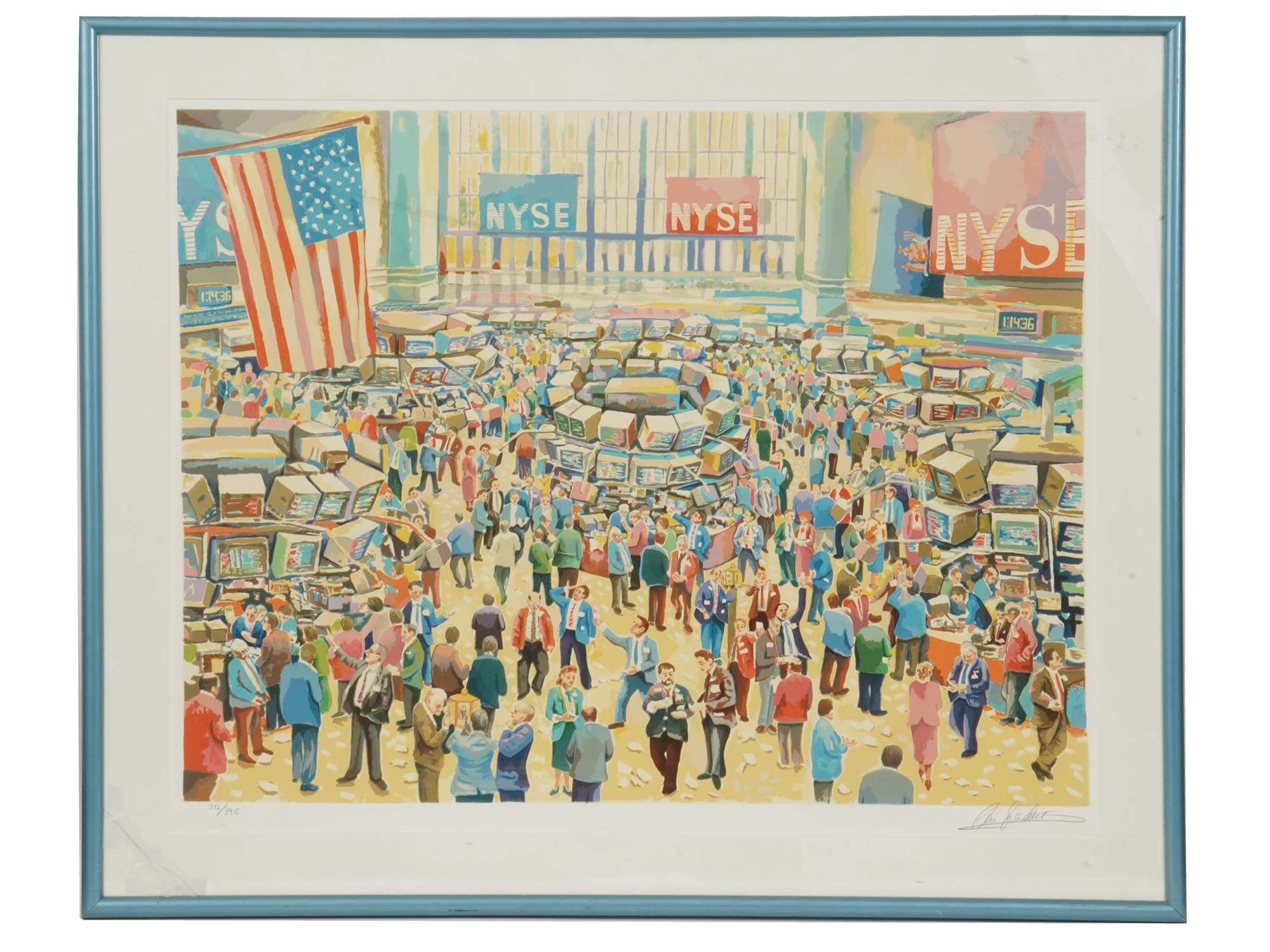 COLOR LITHOGRAPH NEW YORK STOCK EXCHANGE SIGNED PIC-0